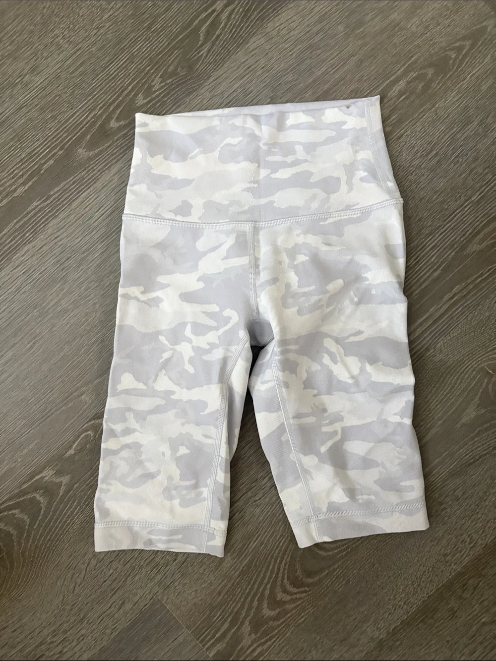 lululemon athletica White & Light Gray Camo High-Waist Bike Shorts